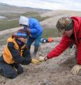 University of Colorado at Boulder Associate Professor Jaelyn Eberle, left, has spent several field seasons searching for early  fossils in the High Arctic of Ellesmere Island with team members from the United States and Canada.