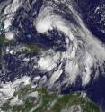 GOES-13 (The Geostationary Operational Environmental Satellite) visible image of Subtropical Depression 17 (top, center) at 1145 UTC (7:45 a.m. EDT) shows a tight circulation and a long "tail" of clouds and showers that extend to the southeast of the center, reaching the northern Leeward Islands and Puerto Rico. 
GOES is operated by NOAA, and the NASA GOES Project at NASA Goddard Space Flight Center, Greenbelt, Md., creates images and animations from the satellite data.