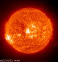 The sun is a fiery ball of plasma gas some 93 million miles from Earth. The part of the sun we can see is estimated to be as hot as 6,500 degrees Kelvin (11,000 degrees Fahrenheit). However, the atmosphere around the sun is estimated to be much hotter, at over 1 million degrees Kelvin (1.8 million degrees Fahrenheit).
