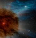 While searching the skies for black holes using the Spitzer Space Telescope Deep Wide Field Survey, Ohio State University astronomers discovered a giant supernova that was smothered in its own dust. In this artist's rendering, an outer shell of gas and dust -- which erupted from the star hundreds of years ago -- obscures the supernova within. This event in a distant galaxy hints at one possible future for the brightest star system in our own Milky Way.