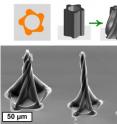 Twisting spires are one of the 3-D shapes researchers at the University of Michigan were able to develop using a new manufacturing process.