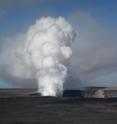 The Kilauea Volcano’s summit eruption at Halema’uma’u Crater, emitting sulfurous gas and particle air pollution called vog, in Hawaii, May 2008.