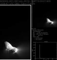 This is an image of comet Hartley 2 taken on the closest flyby with the smaller of spacecrafts two telescopes (with cameras) on the University of Maryland-led EPOXI mission.