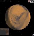 This is a screenshot from a simulation showing an 85-hop mission segment on Mars (145 km total traverse with one week between hops).