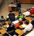 Associate Professor Noah Finkelstein teaches a CU-Boulder physics class. Like most courses in physics at CU and elsewhere, the students are predominantly male, and researchers observe a "gender gap" in test scores that is not fully attributable to preparation and aptitude. The CU-Boulder team found that a simple writing exercise can significantly reduce the gender gap.