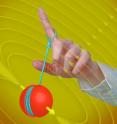 This is an artist's impression of the spin-orbit qubit. Like in a yo-yo toy, by moving the electron one controls its spin.