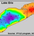 This image show interpolated bottom water oxygen concentrations in Lake Erie during September 2005.