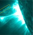 This is an image of the new CME studied by Dr Claire Foullon with box around area showing visual evidence of KH instabilities. Images were provided by the Atmospheric Imaging Assembly (AIA) experiment on NASA's Solar Dynamics Observatory (SDO).