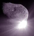 The Deep Impact spacecraft took this image of Comet Tempel 1 (3.7 miles in diameter) in July 2005, shortly after a probe from the spacecraft hit the comet's surface.