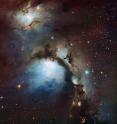 This new image of the reflection nebula Messier 78 was captured using the Wide Field Imager camera on the MPG/ESO 2.2-meter telescope at the La Silla Observatory, Chile. This color picture was created from many monochrome exposures taken through blue, yellow/green and red filters, supplemented by exposures through a filter that isolates light from glowing hydrogen gas. The total exposure times were 9, 9, 17.5 and 15.5 minutes per filter, respectively.