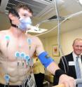 Professor Bryan Williams (center) and Health Minister Andrew Lansley (right) with Ph.D. student Daniel Timms (left) are at the opening of the University of Leicester Cardiovascular Biomedical Research Unit.