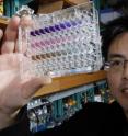 W. Andy Tao uses nanopolymers and chemical reactions that cause color-changes in a solution to detect activity related to cancer cell formation.