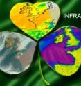 This collection of AIRS images of Ireland positioned in the shape of a clover include visible (left), infrared (center) and microwave (right). They were captured from the AIRS instrument onboard NASA's Aqua satellite on March 3, 2011, and revealed a land surface temperature near 50F (10C).