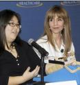 Emory's first hand transplant patient, Linda Lu, a 21-year-old college student from Orlando and her lead surgeon, Dr. Linda Cendales, assistant professor of surgery at Emory University School of Medicine speak to reporters at a news conference on March 28, 2011.