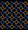 This 2-D image illustrates a lattice composed of two repeating squares that represent molecular structures, one rotated clockwise (color coded blue) and another counterclockwise (color coded orange) with respect to each other. Such structures have many more symmetries than had been recognized before a new way of understanding the structure of proteins, polymers, minerals, and engineered materials was discovered by Venkatraman Gopalan and Daniel B. Litvin at Penn State Unviersity (to be published in May 2011 in Nature Materials). The discovery, a new type of symmetry in the structure of materials, greatly expands the possibilities for discovering or designing materials with desired properties. The research is expected to have broad relevance in many development efforts involving physical, chemical, biological, or engineering disciplines including; for example, the search for advanced ferroelectric ferromagnet materials for next-generation ultrasound devices and computers. This 2-D image illustrates a lattice composed of two repeating squares that represent molecular structures, one rotated clockwise (color coded blue) and another counterclockwise (color coded orange) with respect to each other. Such structures have many more symmetries than had been recognized before a new way of understanding the structure of proteins, polymers, minerals, and engineered materials was discovered by Venkatraman Gopalan and Daniel B. Litvin at Penn State Unviersity (to be published in May 2011 in Nature Materials). The discovery, a new type of symmetry in the structure of materials, greatly expands the possibilities for discovering or designing materials with desired properties. The research is expected to have broad relevance in many development efforts involving physical, chemical, biological, or engineering disciplines including; for example, the search for advanced ferroelectric ferromagnet materials for next-generation ultrasound devices and computers.