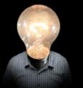 Photomontage: This is a man with a light bulb instead of a head.