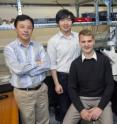 From left, Berkeley Lab's Xiang Zhang, Ziliang Ye and Volker Sorger have demonstrated the first true nanoscale waveguides for next generation on-chip optical communication systems.