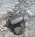 These are the remains of a staircase and lintel blocks at the late Bronze Age fortress that stood on the site.