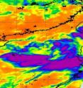 NASA's AIRS instrument on the Aqua satellite captured this infrared image of 06W on June 20 at 18:05 UTC (2:05 p.m. EDT) when it was still a tropical storm. The purple areas represent icy cold temperatures of -63F/-52C and high, strong thunderstorms. The storm has weakened and appears much more disorganized today. NASA's AIRS instrument on the Aqua satellite captured this infrared image of 06W on June 20 at 18:05 UTC (2:05 p.m. EDT) when it was still a tropical storm. The purple areas represent icy cold temperatures of -63F/-52C and high, strong thunderstorms. The storm has weakened and appears much more disorganized today.