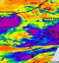 NASA's Aqua satellite captured this infrared image of 2 tropical cyclones from the AIRS instrument on June 22 at 17:53 UTC 1:53 p.m. EDT. The heaviest rainfall and strongest convection from Tropical Storm Meari (right) is currently over the Philippine Sea. The strongest thunderstorms (purple) in Haima (left) are mostly over the South China Sea and Hainan Island, China.