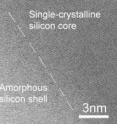 This is a close-up view of a coated nanowire.