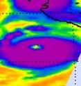 The AIRS instrument on NASA's Aqua satellite captured this infrared image of Hurricane Dora's cold cloud temperatures on July 21 at 09:05 UTC (5:05 a.m. EDT). The strongest thunderstorms and convection (purple) surround the very obvious, cloud-free eye.