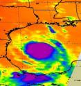 NASA's Aqua satellite passed over Tropical Storm Don at 8:17 UTC (4:17 a.m. EDT) on July 29. The infrared image revealed a large area of powerful, high thunderstorms with cold cloud tops (purple) surrounding the center where cloud temperatures were colder than -63 Fahrenheit (-52 Celsius).