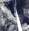 NASA's Aqua satellite captured Typhoon Muifa and Tropical Storm Merbok in the western Pacific at 4:35 UTC (12:35 a.m. EDT) on Aug. 5, 2011. Muifa is almost twice as large as Merbok.