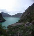 The general status of Mount Pinatubo's crater in 2006 showed many areas with barren surfaces due to continued shifting soils even 15 years after the eruption.