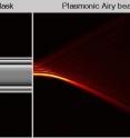 The GIF animation shows the computer-based dynamical control of the trajectory and peak intensity position of plasmonic Airy beams achieved by Berkeley Lab’s Xiang Zhang.