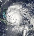 NASA's Terra satellite captured a visible image of Hurricane Irene's eye directly over Crooked Island in the southern Bahamas on Aug. 24, 2011 at 12:15 p.m. EDT.