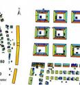 The new SEES tool provides a map of the solar efficiency of individual roofs, based on their surroundings. Warmer colors show where the solar irradiance is highest. The figure shows the old Härlanda jail and its surroundings, and it has been produced by SEES.