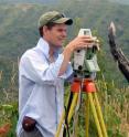 Researcher Benjamin Mackey works in the field at the Eel River site in northern California.