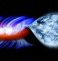 This artist's impression shows a binary system containing a stellar-mass black hole known as IGR J17091 for short. Observations with Chandra have clocked the fastest wind ever seen blowing off a disk around this stellar-mass black hole at about 20 million miles per hour. The wind, which comes from a disk of gas surrounding the black hole, may be carrying away much more material than the black hole is capturing and could be variable over time. This result has important implications for understanding how this class of black hole, which typically weighs between 5 and 10 solar masses, can behave.