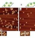 NIST researchers made three DNA origami templates designed so that quantum dots would arrange themselves: (a in the corners, b) diagonally (three dots), and (c in a line (four dots). The researchers found that putting the quantum dots closer together caused them to interfere with one another, leading to higher error rates and lower bonding strength.