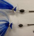 Circle hooks (bottom) are less likely to mortally wound bill fish than J hooks (top).