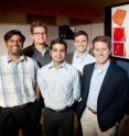 University of Illinois engineers developed a method to computationally correct aberrations in three-dimensional tissue microscopy.
From left, postdoctoral researcher Steven Adie, professor P. Scott Carney, graduate students Adeel Ahmad and Benedikt Graf, and professor Stephen Boppart.