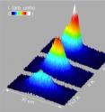As excitons cool to a fraction of a degree above absolute zero, they condense at the bottom of an electrostatic trap and spontaneously form coherent matter waves. Creating indirect excitons, with electrons and holes in separate layers of a semiconductor, allowed them to persist long enough to cool into this state. As excitons cool to a fraction of a degree above absolute zero, they condense at the bottom of an electrostatic trap and spontaneously form coherent matter waves. Creating indirect excitons, with electrons and holes in separate layers of a semiconductor, allowed them to persist long enough to cool into this state.