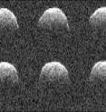 These series of radar images of asteroid 1999 RQ36 were obtained by NASA's Deep Space Network antenna in Goldstone, Calif., on Sept. 23, 1999.