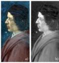 Experimental tests were performed, in collaboration with the Opificio delle Pietre Dure Restoration Laboratories in Florence, on a fresco model, copied from Ghirlandaio and dated around 1930.  This shows: Color photography (a); CMOS NIR photography (0.9 – 1.1 mm) (b); IR scanner at 1.82 mm (c) and TQR image (mosaic of two views) (d). TQR reveals details not detectable in the NIR, such as the cinnabar secco finishing touches on the mouth, the superficial drawing traces in the contour face and the inhomogeneities on the hat and hair.