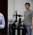 Left: Donhee Ham, Gordon McKay Professor of Electrical Engineering and Applied Physics at SEAS is shown lecturing at the Harvard Thinks Big event. Right: This is Ph.D. student Hosang Yoon, a member of Ham's lab and lead author of the paper. Yoon is a graduate of Seoul National University in Korea, where he ranked number one with a GPA of 4.28 out of 4.30 -- a feat Ham, who attended the same college, calls "legendary."