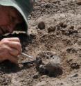 Meave Leakey carefully excavates the new face KNM-ER 62000.