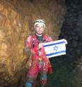Boaz Langford of the Israeli cave exploration delegation at a depth of 2,080 meters in the Krubera-Voronya cave in Abkhazia.