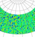 The South Pole Telescope recorded temperature fluctuations in the cosmic microwave background, the light left over from the Big Bang, to study the period of cosmological evolution when the first stars and galaxies formed early in the history of the universe. The image, only a third of which was used for the current analysis, shows variations in millionths of a degree Kelvin.