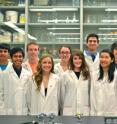 This shows 2012 ASU iGEM team members and summer assistants: (back, L-R) Carlos Alvarado, Ethan Ward, Melinda Jenner (summer assist.), Hyder Hussein, Ryan Muller, Joe Barth (summer assist.); (front, L-R) Nisarg Patel, Amanda Ispas, Madeline Sands, Ellen Qin, and Abhinav Markus.