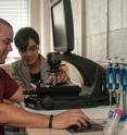 Shanta Dhar, right, an assistant professor of chemistry in the UGA Franklin College of Arts and Sciences, and doctoral student Sean Marrache have fabricated nanoparticles that boost the effectiveness of drugs by delivering them to the mitochondria of cells.