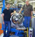 This image shows Alexander Gray (left) and Charles Fadley at Beamline 9.3.1 of Berkeley Lab's Advanced Light Source where they are now carrying out HARPES experiments.