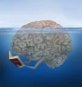This is a brain reading under the water surface -- a metaphor for unconscious recognition.