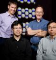 Researchers from the University of Illinois and Northwestern University demonstrated tiny spheres that synchronize their movements as they self-assemble into a spinning microtube. Back, L-R: Northwestern University professor Erik Luijten, U. of I. professor Steve Granick. Front: Grad student Jing Yan, research scientist Sung Chul Bae.