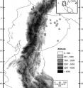 This is a map showing the distribution of <i>Imantodes chocoensis</i> (circles) and its closest relative <i>Imantodes lentiferus</i> (squares).